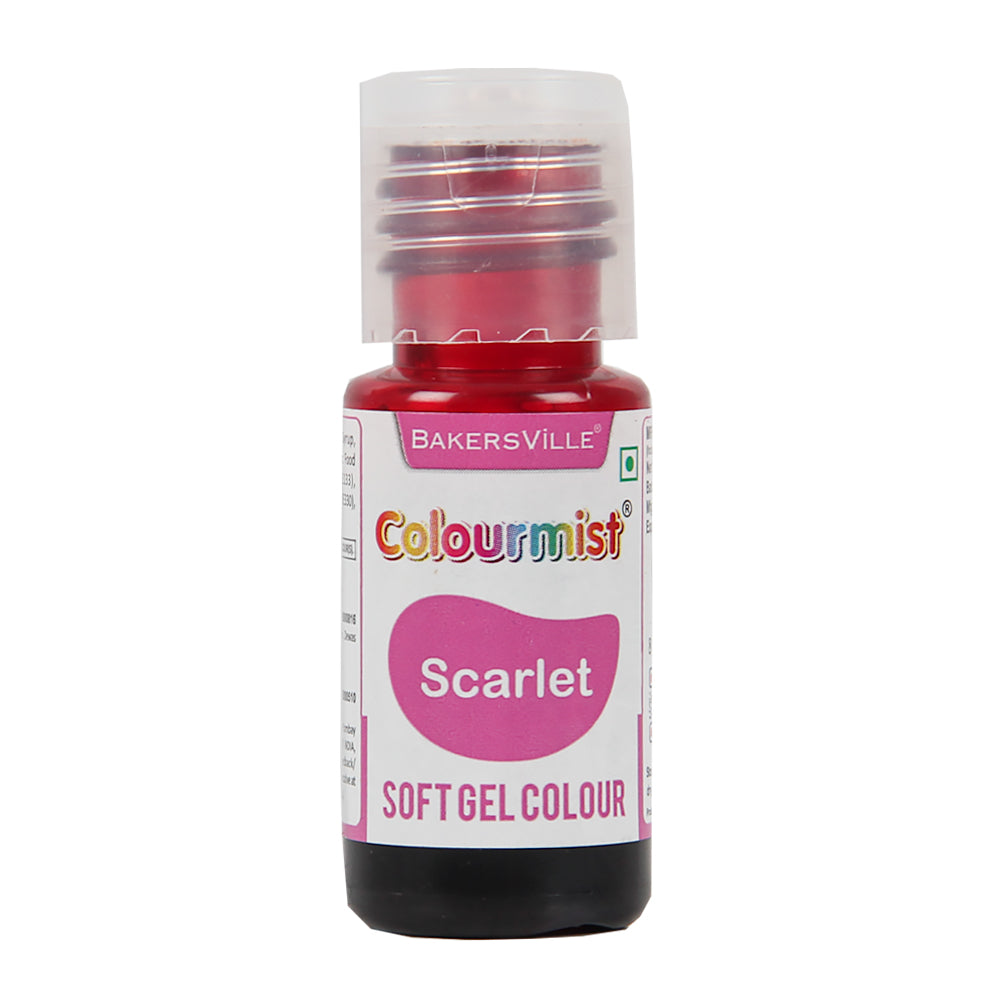 Colourmist Soft Gel Paste Food Color, (Scarlet), 20g | Edible Gel Colour For Fondant / Dessert / Baking |