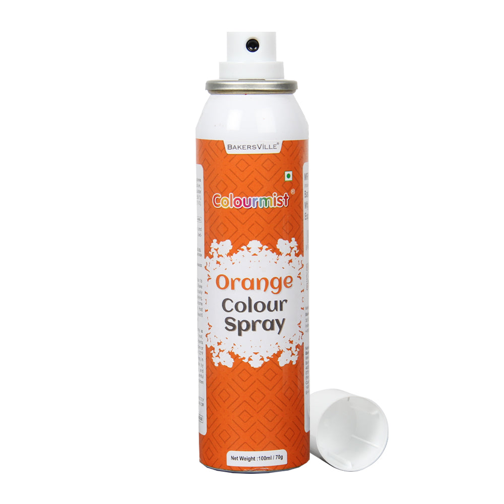 Colourmist Premium  Colour Spray (Orange), 100ml | Cake Decorating Spray Colour for Cakes, Cookies, Cupcakes Or Any Consumable For A Dazzling Effect
