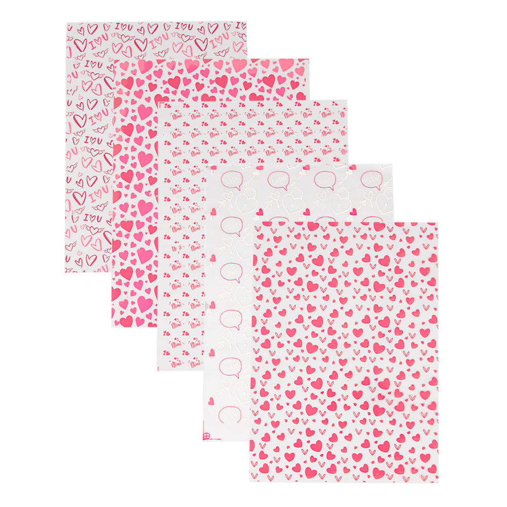 FooDecor Chocolate Transfer Sheets 50 Pcs (5 Assorted Love Theme Designs(A4 Size)), For DIY Chocolate Cookie Cake Decoration Chocolate Print, BV 3099