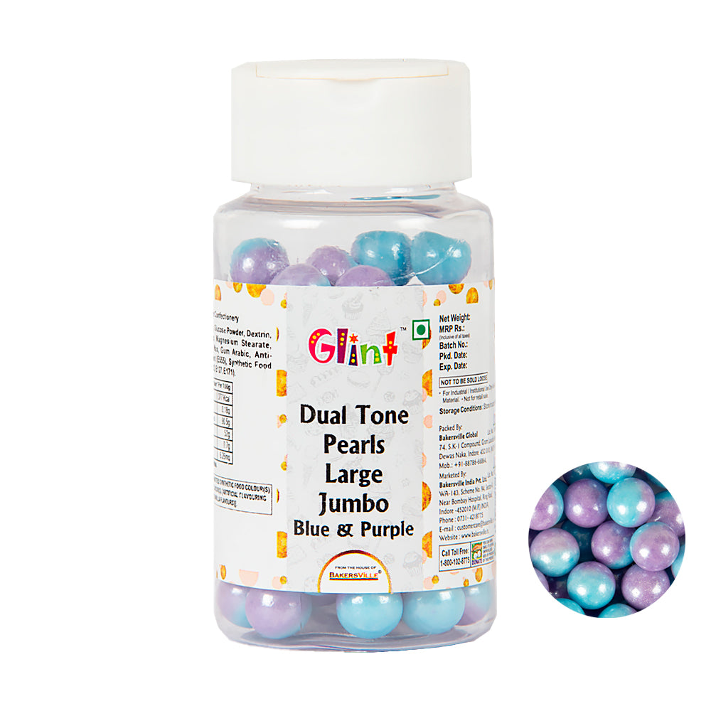 Glint Dual Tone Pearl Balls for Cake Decoration ( 10mm ) ( Blue & Purple ), 75g | Dual Colour Cake Sprinkle For Cake Decoration | 75g