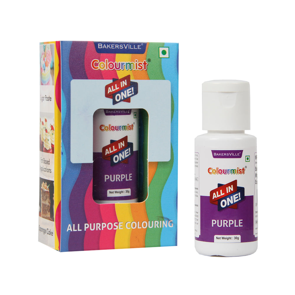 Colourmist All In One Food Colour (Purple), 30g | Multipurpose Concentrated Food Color for Chocolates, Icing, Sweets, Fondant & for All Food Products