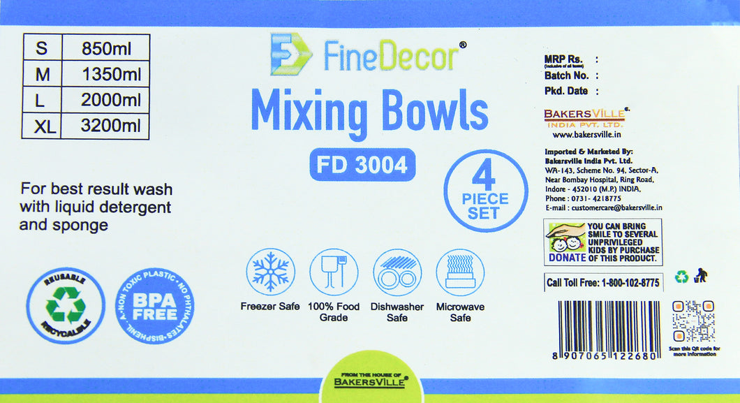 FINEDECOR MIXING BOWLS, SET OF 4 - FD 3004