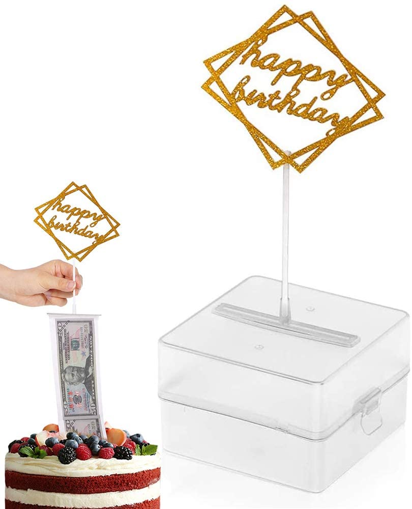 FineDecor Cake Birthday Photo Reel Cake Box, Money Box Set, Birthday Cake Topper and Transparent Bags for Birthday Party Cake Decorations  (FD 3371)