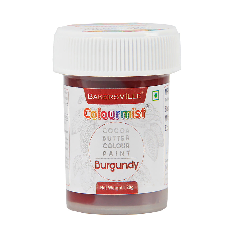 Colourmist Edible Cocoa Butter Colour Paint ( Burgundy ), 20g | Cocoa Butter Color Paint For Chocolate, Icing, Airbrush, Gumpaste | Burgundy, 20g