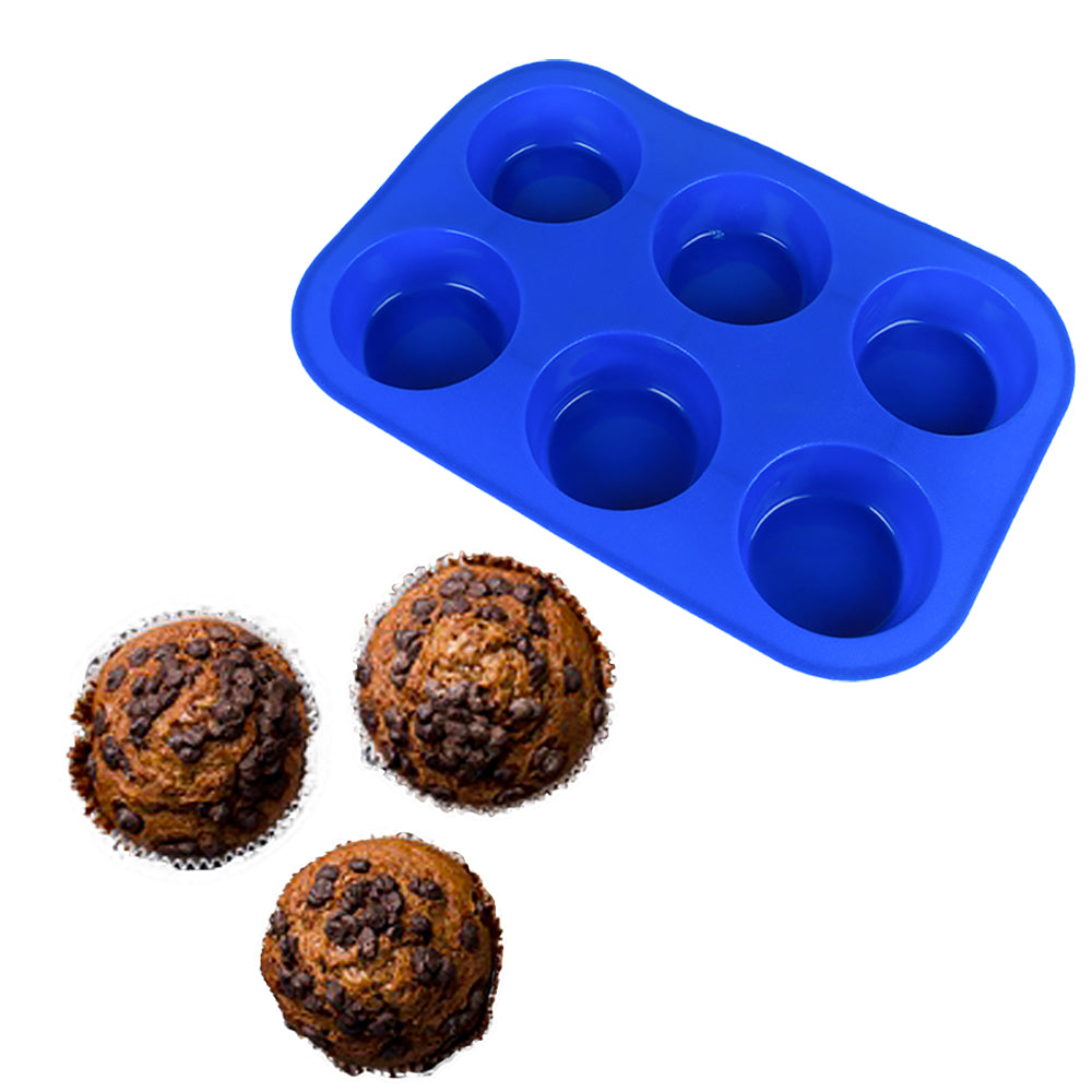 FineDecor 6 Cup Muffin Silicone Mould, Non-Stick Baking Silicone Mould, Easy to Clean and Perfect for Making Jumbo Muffins Cup Cake 6 CAVITY FD 2404