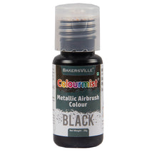 Load image into Gallery viewer, Colourmist Concentrated Vibrant Airbrush Metallic Food Colour (METALLIC BLACK), 20g | Airbrush Colour For Cakes, Choclate, Fondant, Icing and more
