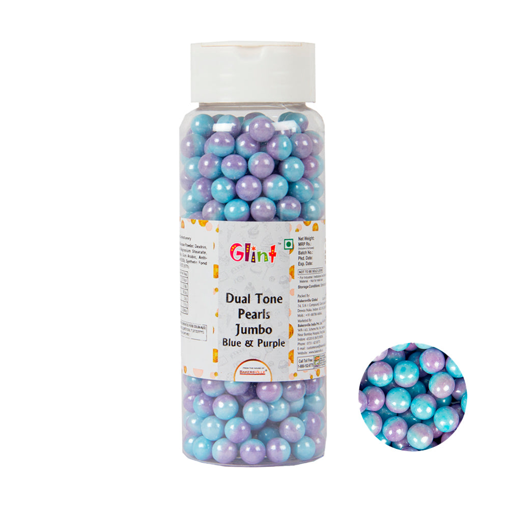 Glint Dual Tone Pearl Balls for Cake Decoration ( 7mm ) ( Blue & Purple ), 150g | Dual Colour Cake Sprinkle For Cake Decoration | 150g