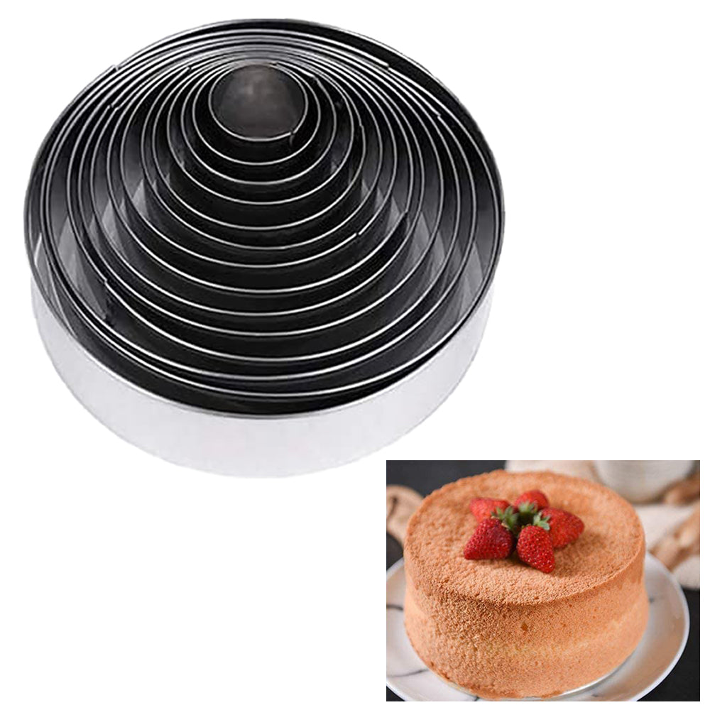FineDecor Stainless Steel Commercial Round Cookie Cutter (Set of 14 Cutters) - FD 3102