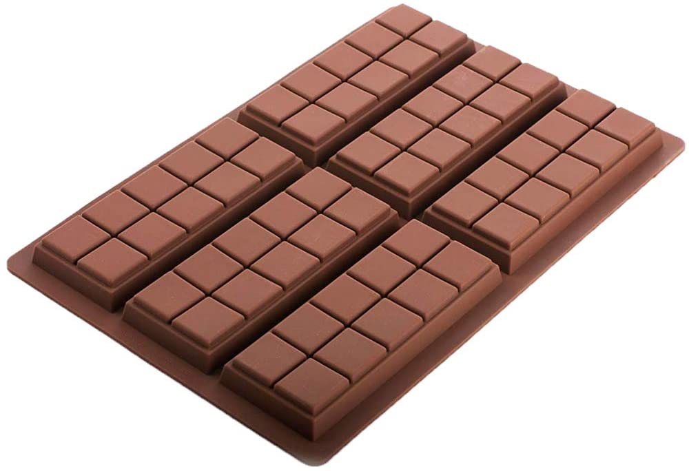 FineDecor Silicone Mould Chocolate Bar Sweet Moulds Candy Mould Jelly Mould Rectangle Baking Silicon Bakeware Mold (6 Cell 10 Section) - FD 3435