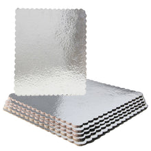 Load image into Gallery viewer, FineDecor Silver Cake Board 7 INCH Square Cardboard (5 Pieces), Cardboard Square Cake Rectangle Base, 7 Inches Diameter (Silver)
