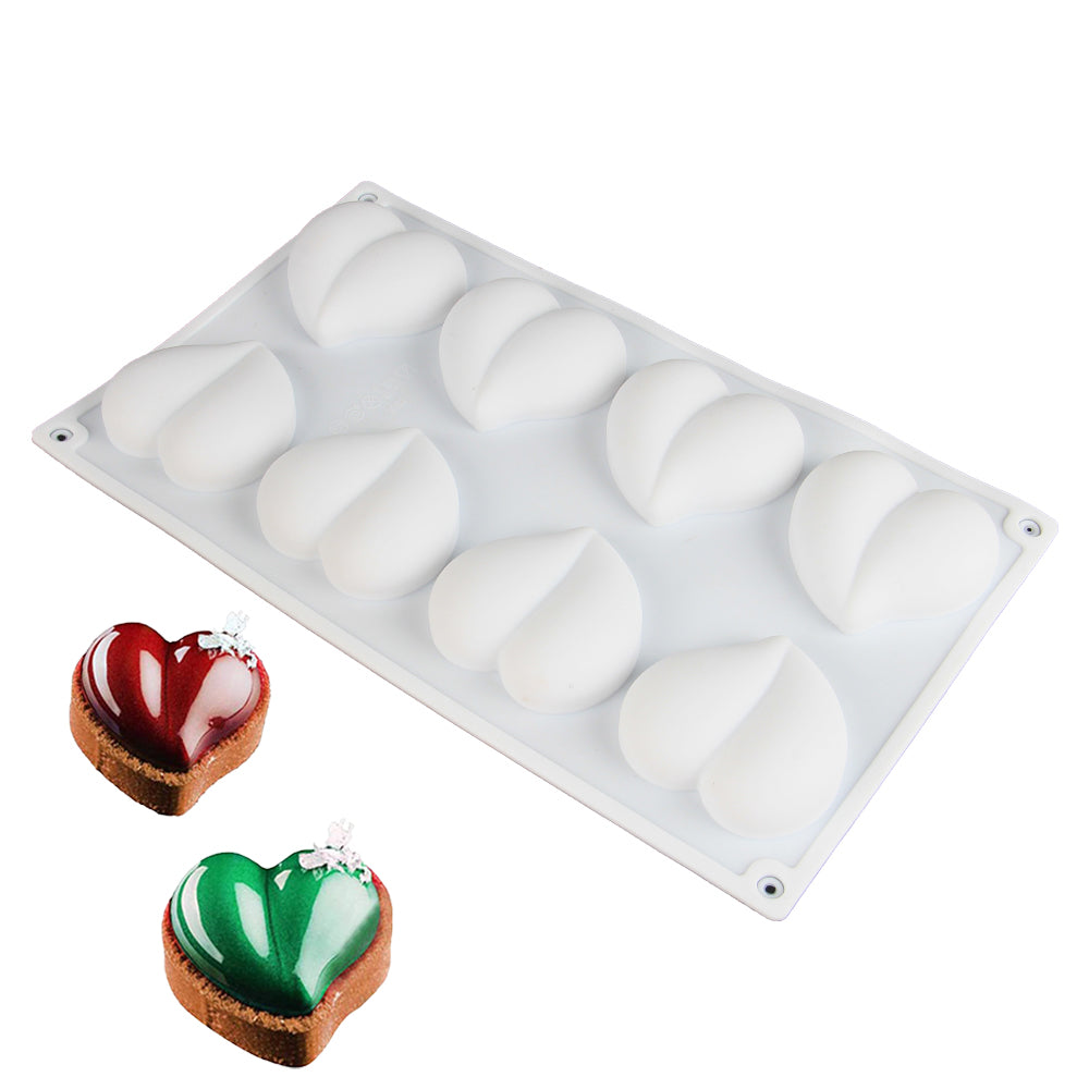 FineDecor Diamond Heart Shape Silicone Mousse Cake Mould, Non-stick Heart Shaped Mould Tray for Baking, Dessert, Biscuit and Soap, FD 3167 (8 Cavity)