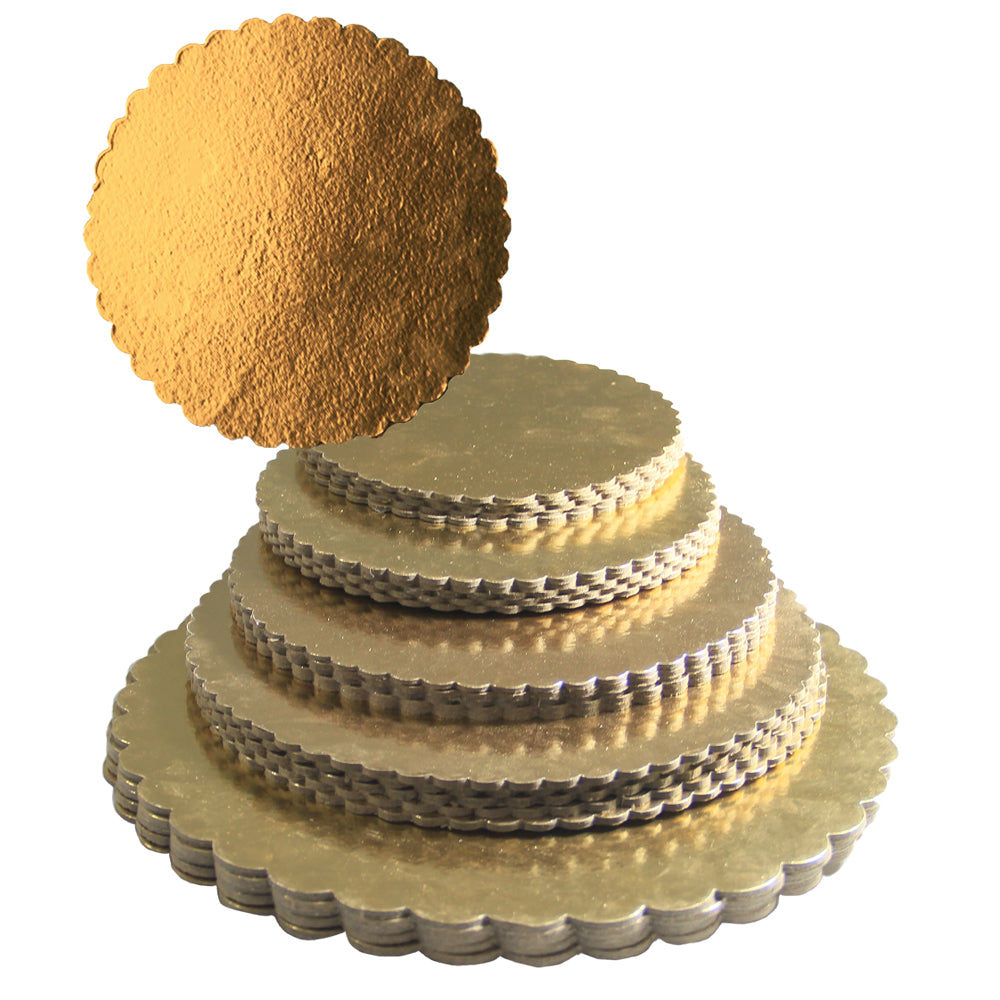 FineDecor Square Gold Cake Board Combo - 7 Inch, 8 Inch, 9 Inch, 10 Inch, 12 Inch Square Cardboard (25 Pieces), Gold
