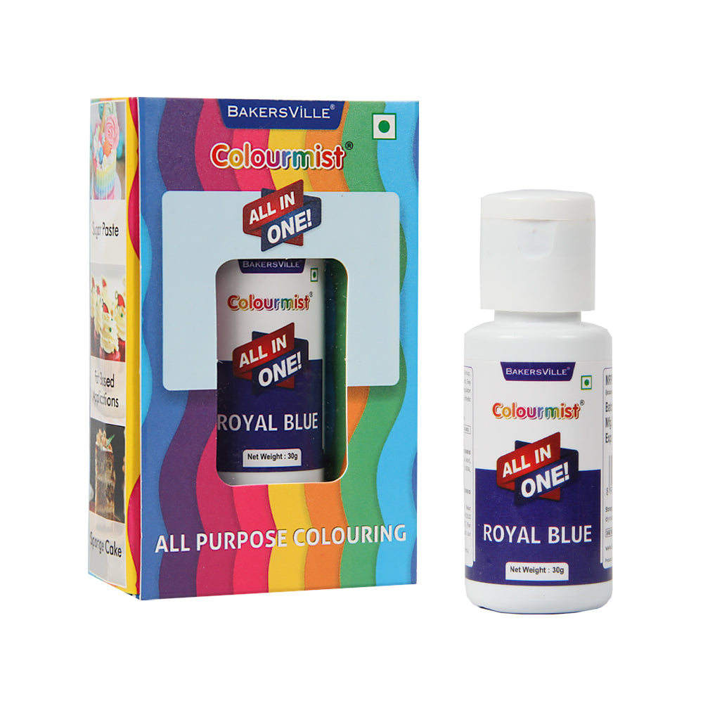 Colourmist All In One Food Colour (Royal Blue), 30g | Multipurpose Concentrated Color for Chocolates, Icing, Sweets, Fondant & for All Food Products