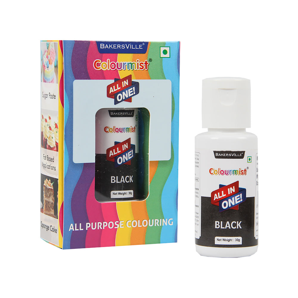 Colourmist All In One Food Colour (Black), 30g | Multipurpose Concentrated Food Color for Chocolates, Icing, Sweets, Fondant & for All Food Products