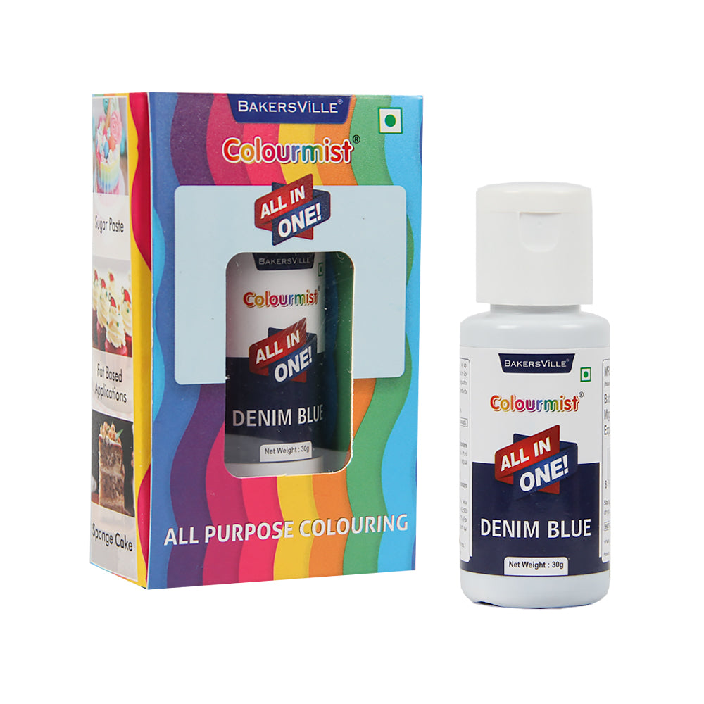 Colourmist All In One Food Colour (Denim Blue), 30g | Multipurpose Concentrated Color for Chocolates, Icing, Sweets, Fondant & for All Food Products