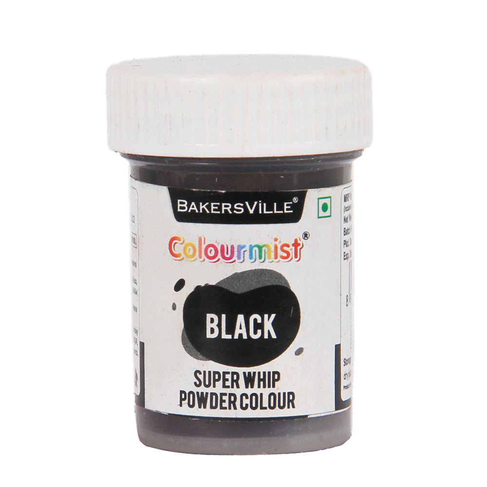 Colourmist Super Whip Edible Powder Colour, (Black), 5g | Powder Colour For Cream / Icing / Fondant / Frosting / Dessert / Baking |