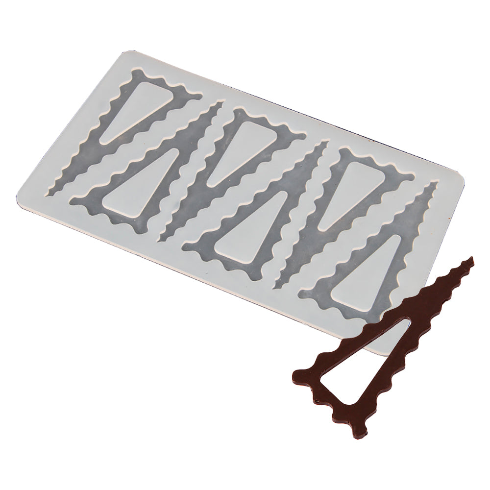 FineDecor Triangle Wave Pattern Silicone Chocolate Garnishing Mould (6 Cavity), Garnishing Sheet For Chocolate And Cake Decoration, FD 3510