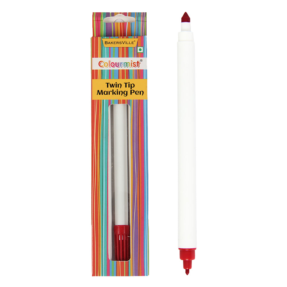 Colourmist Twin Tip Marking Pen (Red) |Double Side Food Decorating Pens with Fine & Thick Tip for cakes, Cookies, Easter Eggs, Frosting, Macaron
