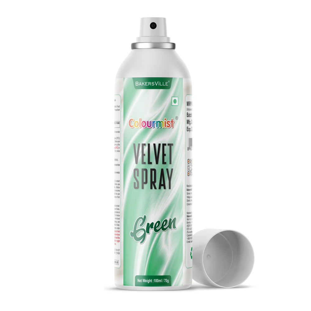 Colourmist Velvet Spray ( Green ), 100ml | Premium Cocoa Velvet Butter Spray Color for Frozen Dessets & Cakes | ( Green ) | 100ml