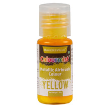 Load image into Gallery viewer, Colourmist Concentrated Vibrant Airbrush Metallic Food Colour (METALLIC YELLOW), 20g | Airbrush Colour For Cakes, Choclate, Fondant, Icing and more
