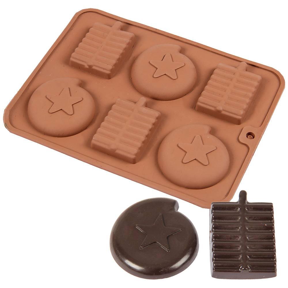 FineDecor Silicone Mould Diwali Crackers Shape Mould | Candy Mould | Jelly Mould | Baking Silicon Bakeware Mold (6 Cavity) - FD 3524