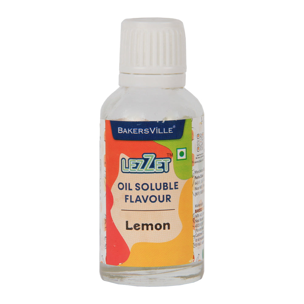 Lezzet Premium Concentrated Oil Soluble Flavour Essence (Lemon) for Chocolate, Cake, Candy, Cookies, IceCream, Dessert | Sugar-Free | 30ml