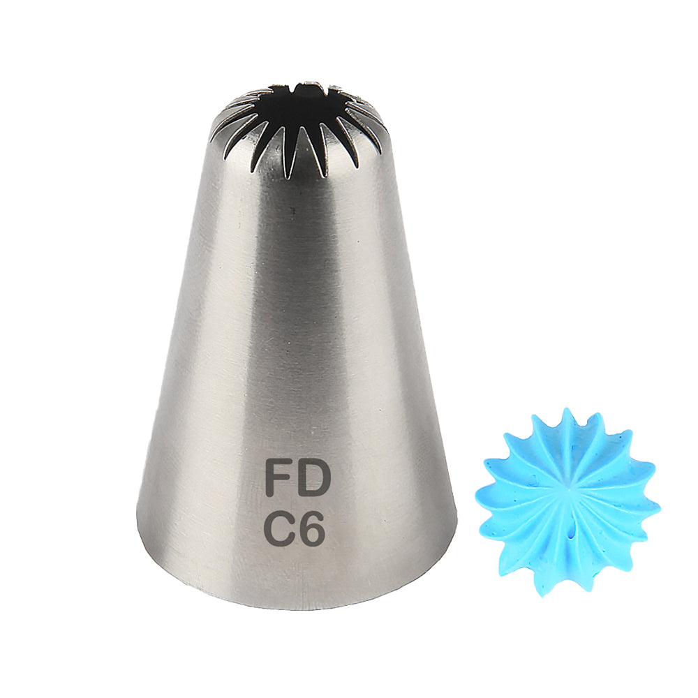 FineDecor Large Piping Tip, Stainless Steel Icing Piping Nozzle Tip, Cake Decorating Tools Cream Puff Decor Pastry Icing Tool for Baker, 1psc (C6)
