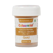 Load image into Gallery viewer, Colourmist Cocoa Butter Metallic Colour Paint (Metallic Gold), 20g | Color Paint For Chocolate, Icing, Airbrush, Gumpaste | Metallic Gold, 20g

