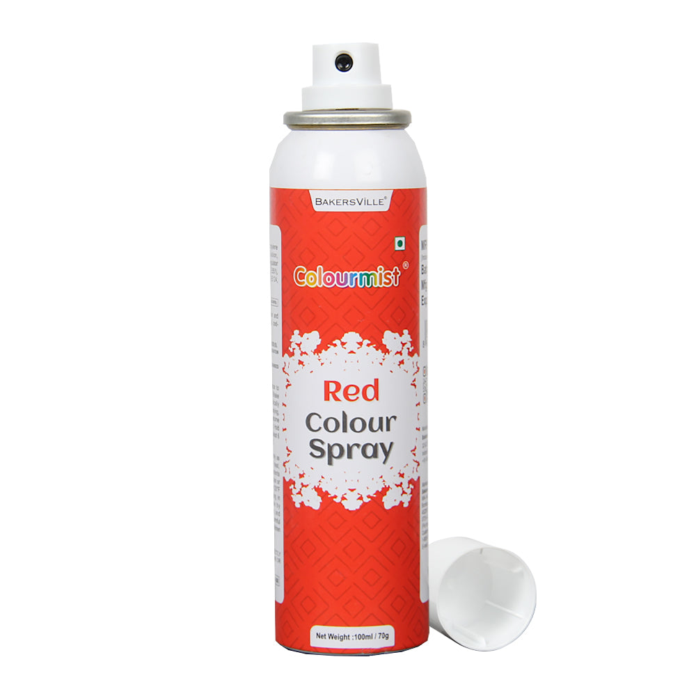 Colourmist Premium  Colour Spray (Red), 100ml | Cake Decorating Spray Colour for Cakes, Cookies, Cupcakes Or Any Consumable For A Dazzling Effect