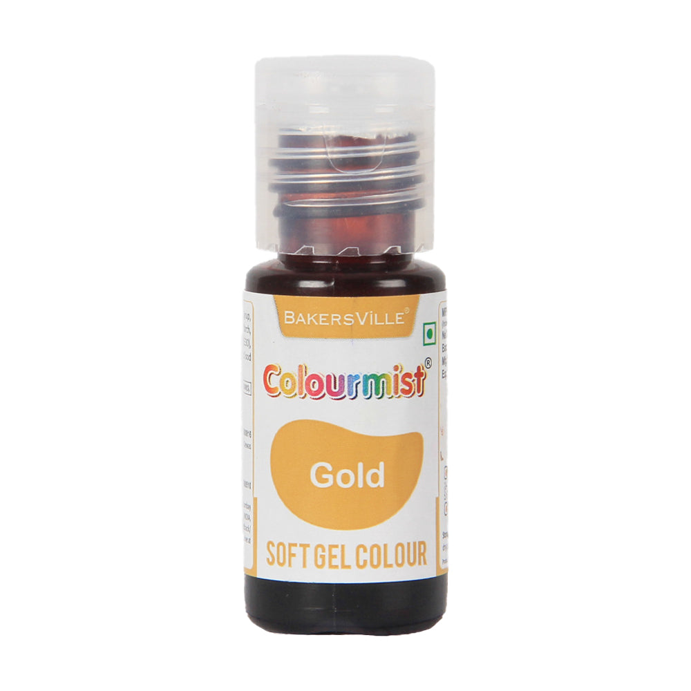 Colourmist Soft Gel Paste Food Color, (Gold), 20g | Edible Gel Colour For Fondant / Dessert / Baking |