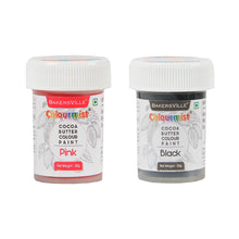 Load image into Gallery viewer, Colourmist Cocoa Butter Colour Paint, Pack Of 2 Colours  (Pink, Black) 20g Each| Color Paint For Chocolate, Icing, Airbrush, Gumpaste
