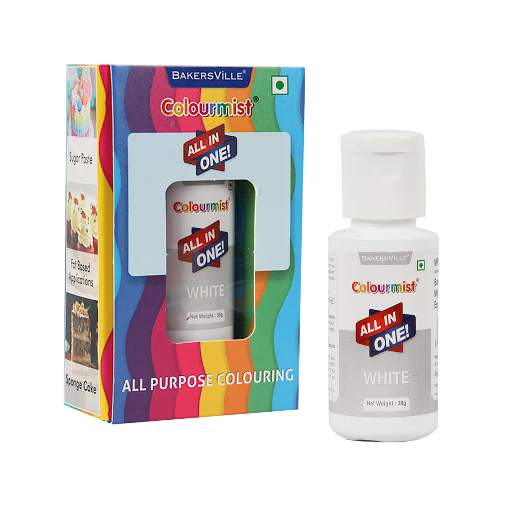 Colourmist All In One Food Colour (White), 30g | Multipurpose Concentrated Food Color for Chocolates, Icing, Sweets, Fondant & for All Food Products