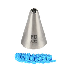 Load image into Gallery viewer, FineDecor Piping Tip, Stainless Steel Icing Piping Nozzle Tip, Cake Decorating Tools Cream Puff Decor Pastry Icing Piping Tool for Baker, 1psc (A32)
