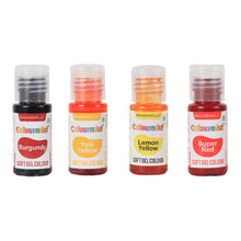 Load image into Gallery viewer, Colourmist Soft Gel Concentrated Color 20g each, Pack of 4(Burgundy, Yolk Yellow, lemon Yellow, Super Red), gel Colour For Fondant, Dessert, Baking
