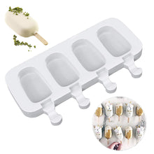 Load image into Gallery viewer, FineDecor Premium Silicone Cakesicle Mould Popsicle Easy Ice Cream Bar Mould, 4 Cavity (White), FD 3192
