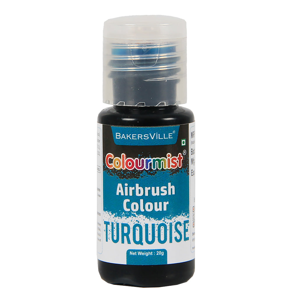 Colourmist Edible Concentrated Vibrant Airbrush Colour (TURQUOISE) 20g | Airbrush Colour For Cake, Choclate, Fondant, Icing and more | TURQUOISE, 20g