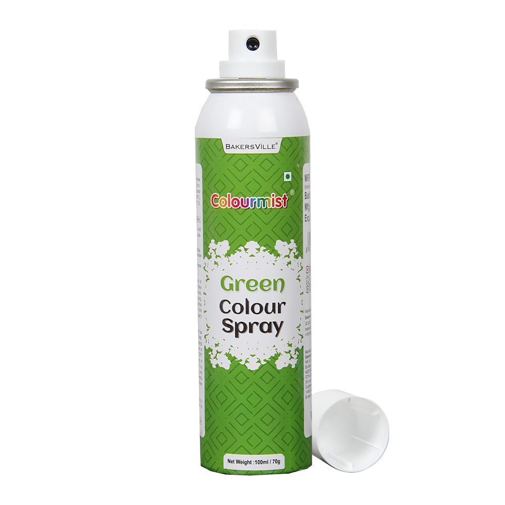 Colourmist Premium  Colour Spray (Green), 100ml | Cake Decorating Spray Colour for Cakes, Cookies, Cupcakes Or Any Consumable For A Dazzling Effect