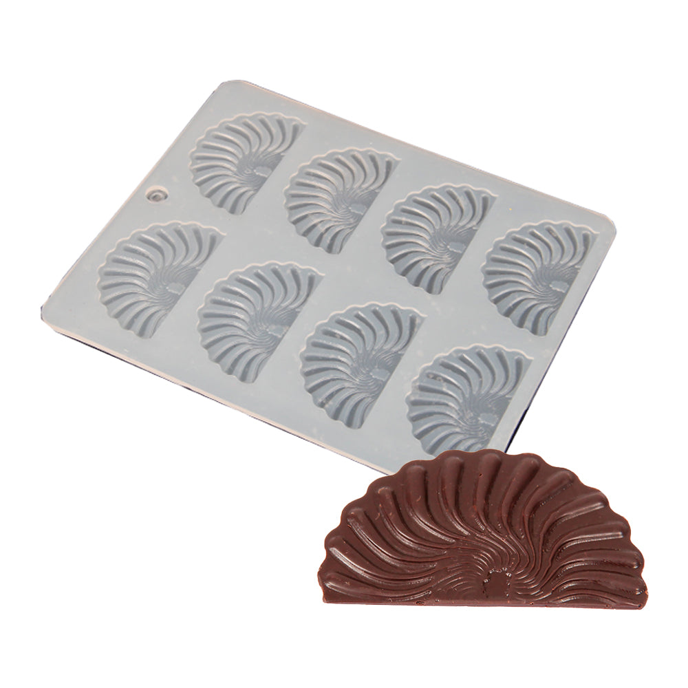 FineDecor Fan Pattern Silicone Chocolate Garnishing Mould (8 Cavity), Hand Fan Shape Garnishing Sheet For Chocolate And Cake Decoration, FD 3513