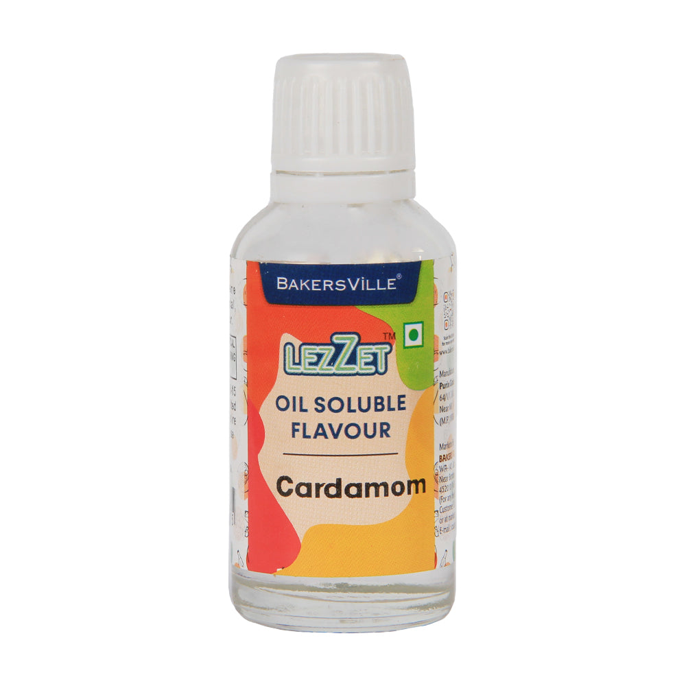 Lezzet Premium Concentrated Oil Soluble Flavour Essence (Cardamom) for Chocolate, Cake, Candy, Cookies, IceCream, Dessert | Sugar-Free | 30ml