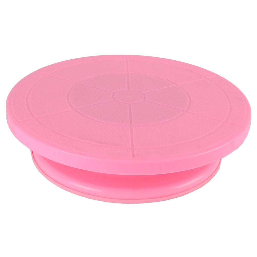 FineDecor Non Slip Plastic Cake Server 28 cm, 360° Degree Rotating Cake Turntable, Cake Decorating Stand, Cake Stand for Icing(Pink), FD 3298