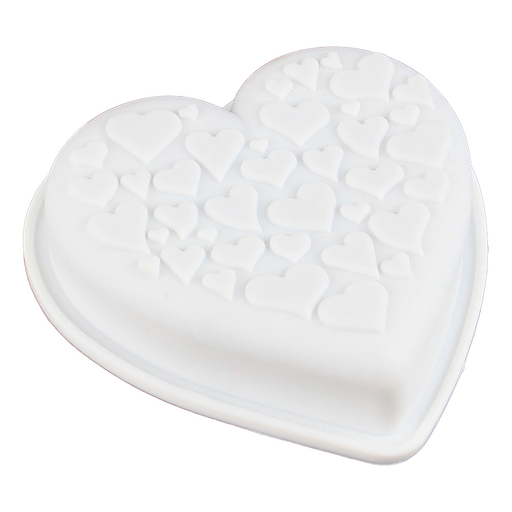 FineDecor Texture Heart Shape Silicone Mousse Cake Mould, Non-stick Heart On Heart Shape Mould Tray for Baking, Frozen Dessert, FD 3179