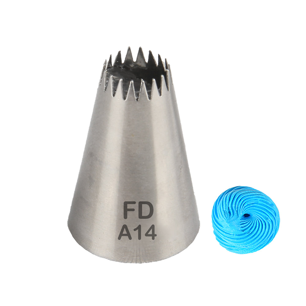 FineDecor Piping Tip, Stainless Steel Icing Piping Nozzle Tip, Cake Decorating Tools Cream Puff Decor Pastry Icing Piping Tool for Baker, 1psc (A14)
