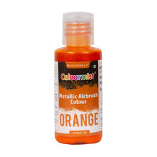 Load image into Gallery viewer, Colourmist Concentrated Vibrant Airbrush Metallic Food Colour (METALLIC ORANGE), 50g | Airbrush Colour For Cakes, Choclate, Fondant, Icing and more
