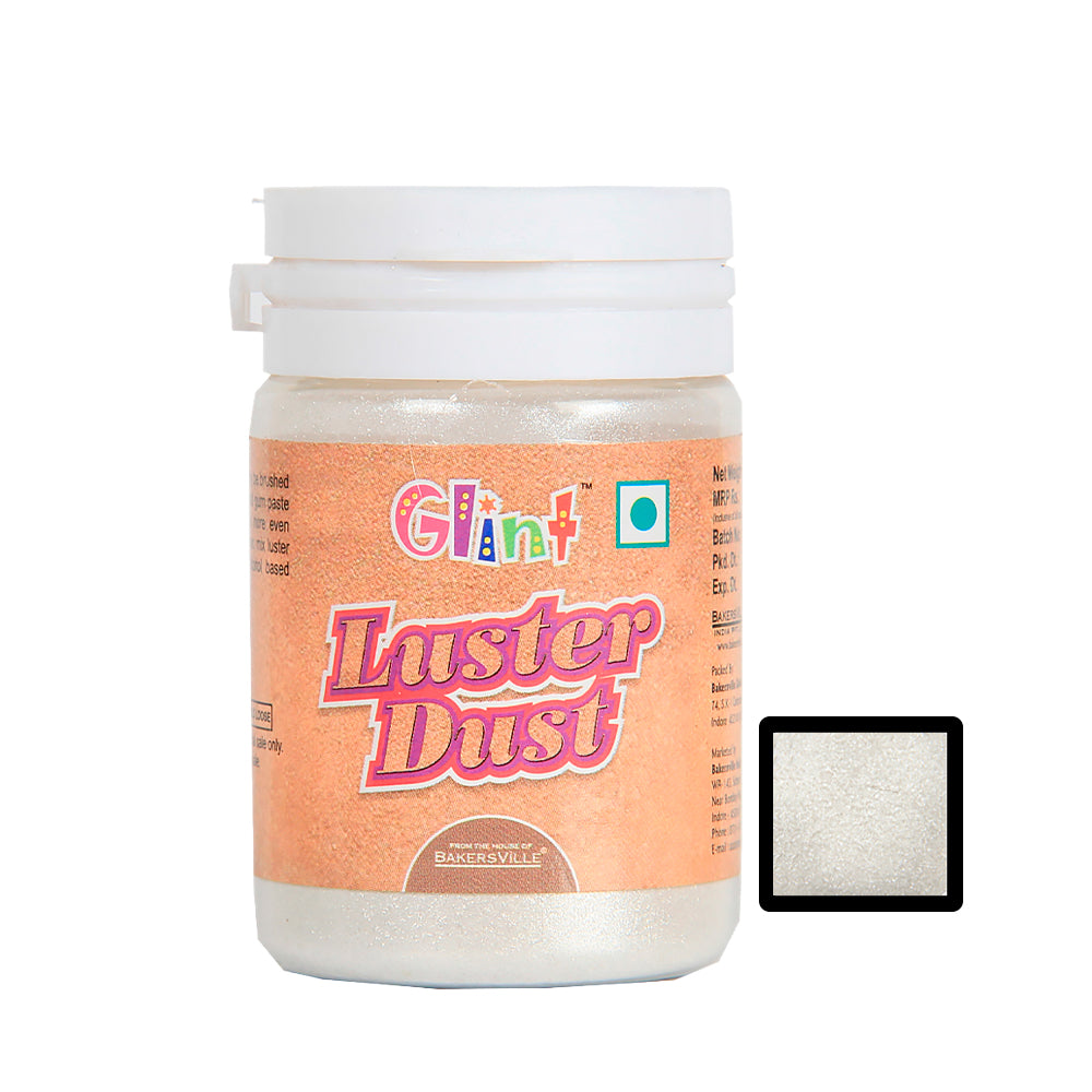 Glint Edible Luster Dust (Pearl White), 10g, Pearl Dust, Edible Sparkle Dust, Edible Product for Cake Decor, Glittering Shiner Dust, Pearl White, 10g