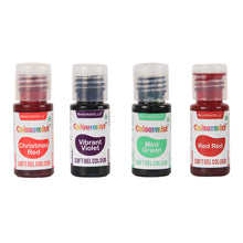 Load image into Gallery viewer, Colourmist Soft Gel Concentrated Color 20g each, Pack of 4(Christmas Red, Vibrant Violet, Mint Green, Red Red) gel Color For Fondant, Dessert, Baking
