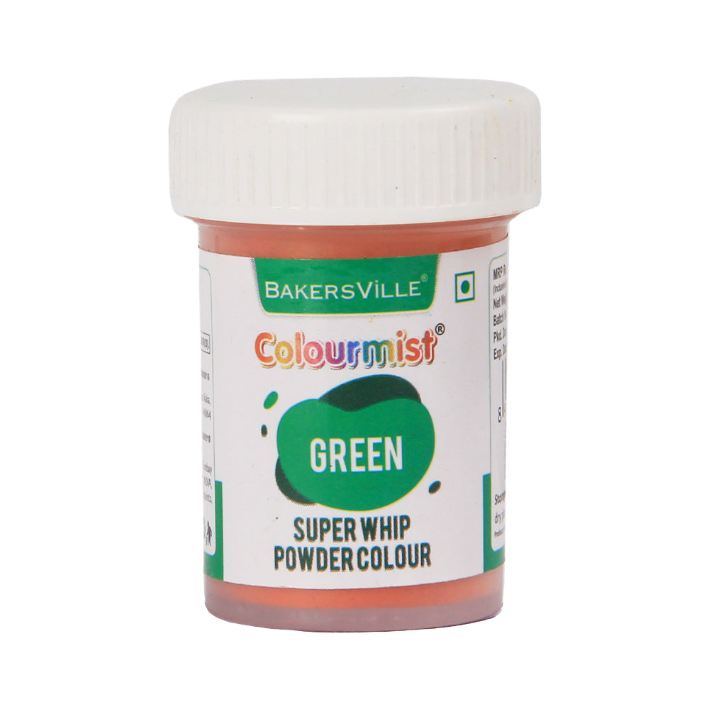 Colourmist Super Whip Edible Powder Colour, (Green), 5g | Powder Colour For Cream / Icing / Fondant / Frosting / Dessert / Baking |