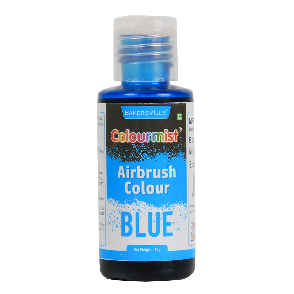 Colourmist Edible Concentrated Vibrant Airbrush Colour (BLUE), 50g  | Airbrush Colour For Cakes, Choclate, Fondant, Icing and more | BLUE, 50g
