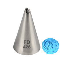 Load image into Gallery viewer, FineDecor Piping Tip, Stainless Steel Icing Piping Nozzle Tip, Cake Decorating Tools Cream Puff Decor Pastry Icing Piping Tool for Baker, 1psc (A26)
