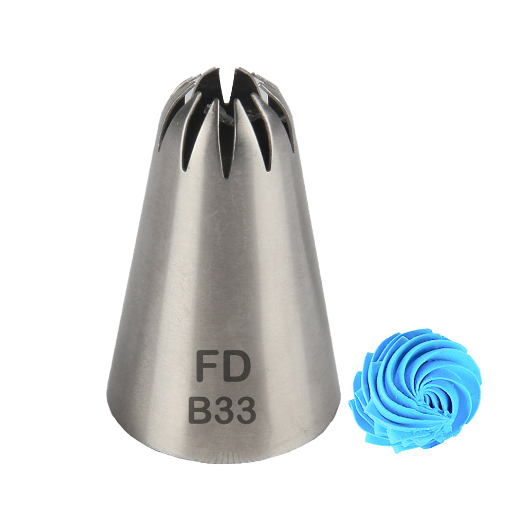 FineDecor Large Piping Tip, Stainless Steel Icing Piping Nozzle Tip, Cake Decorating Tools Cream Puff Decor Pastry Icing Tool for Baker, 1psc (B33)