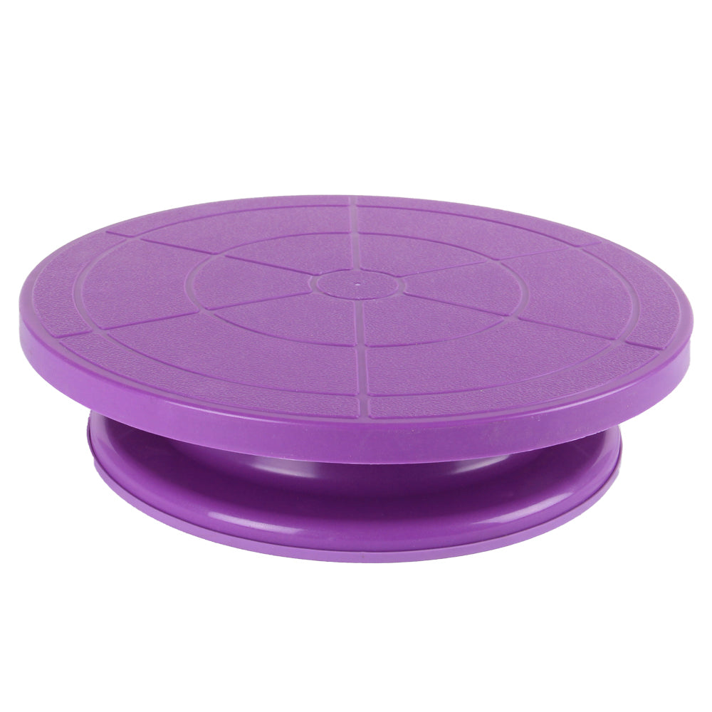 FineDecor Non Slip Plastic Cake Server 28 cm, 360° Degree Rotating Cake Turntable, Cake Decorating Stand, Cake Stand for Icing(Purple), FD 3299